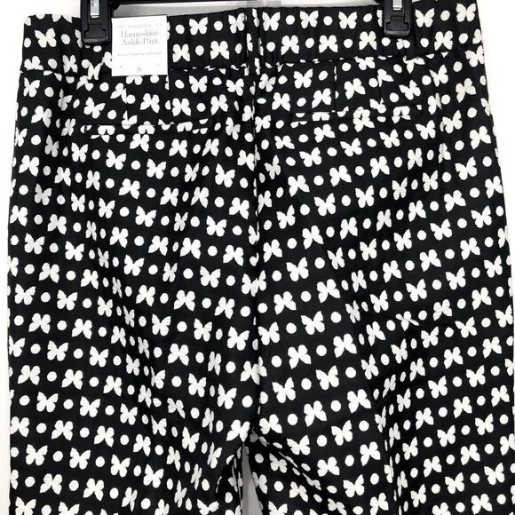 Talbots Hampshire Ankle Pant in Black with White Butterflies NEW - Picture 9 of 16